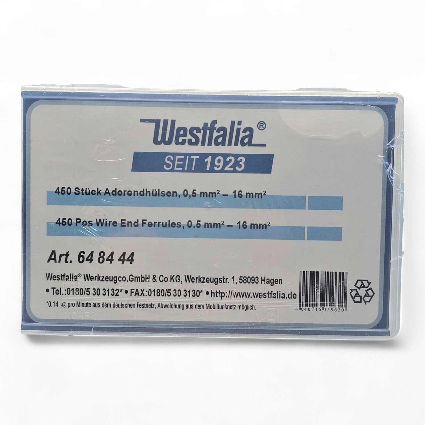 Westfalia Aderendhülsen 0,5mm²-16mm² Sortiment 450 Stück