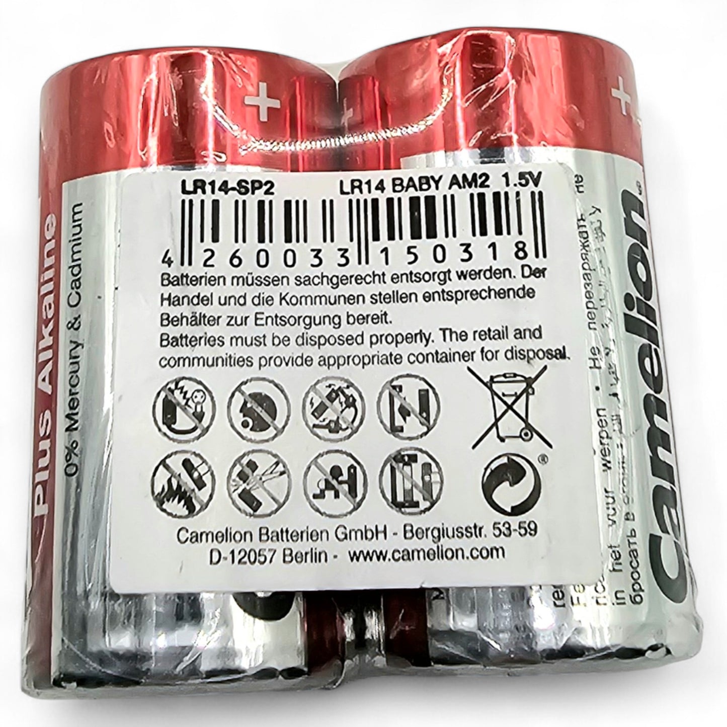 2er Pack Baby C LR14 MN1400 AM2 Batterien CAMELION PLUS Alkaline Folienpack MHD 10/2032