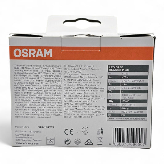 3er Pack Osram LED Base Classic P 40 5,7 W - 40 W Warmweiß