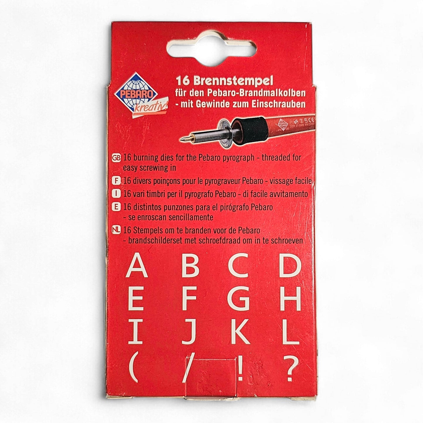 PEBARO Brennstempel 16 Stück Buchstaben A-L und Zeichen ( / ! ?