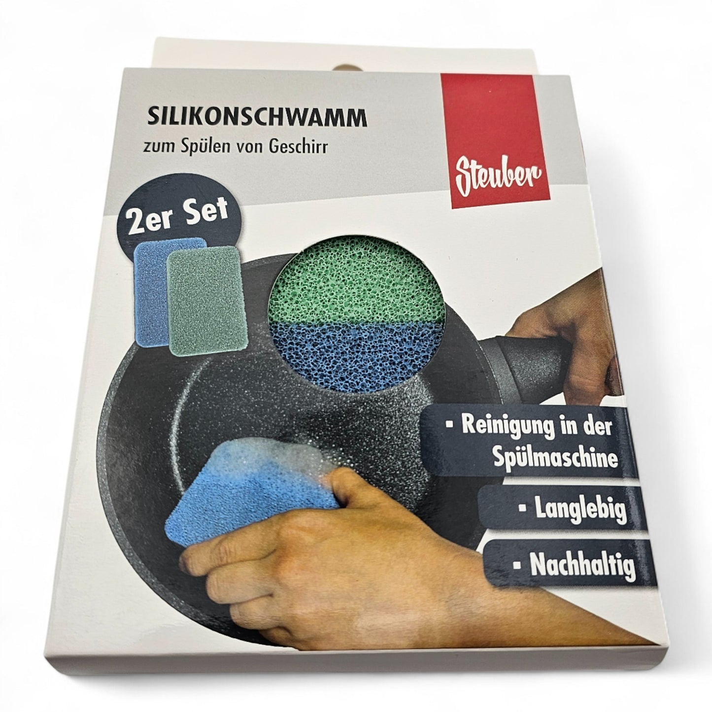 Steuber Silikonschwamm zum Spülen von Geschirr 2er Set waschbar langlebig