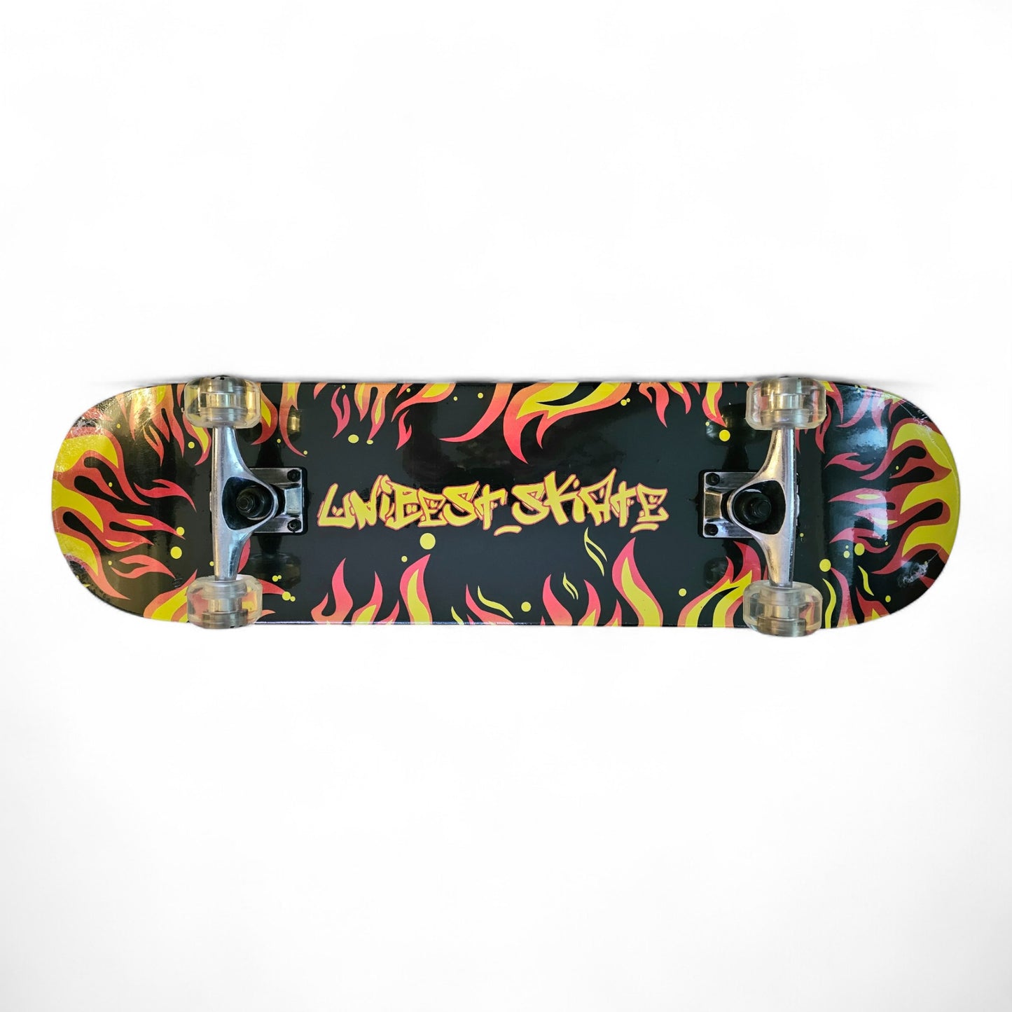 Unibest Skateboard 80x20cm Ahornholz Design rote Flammen ohne LED
