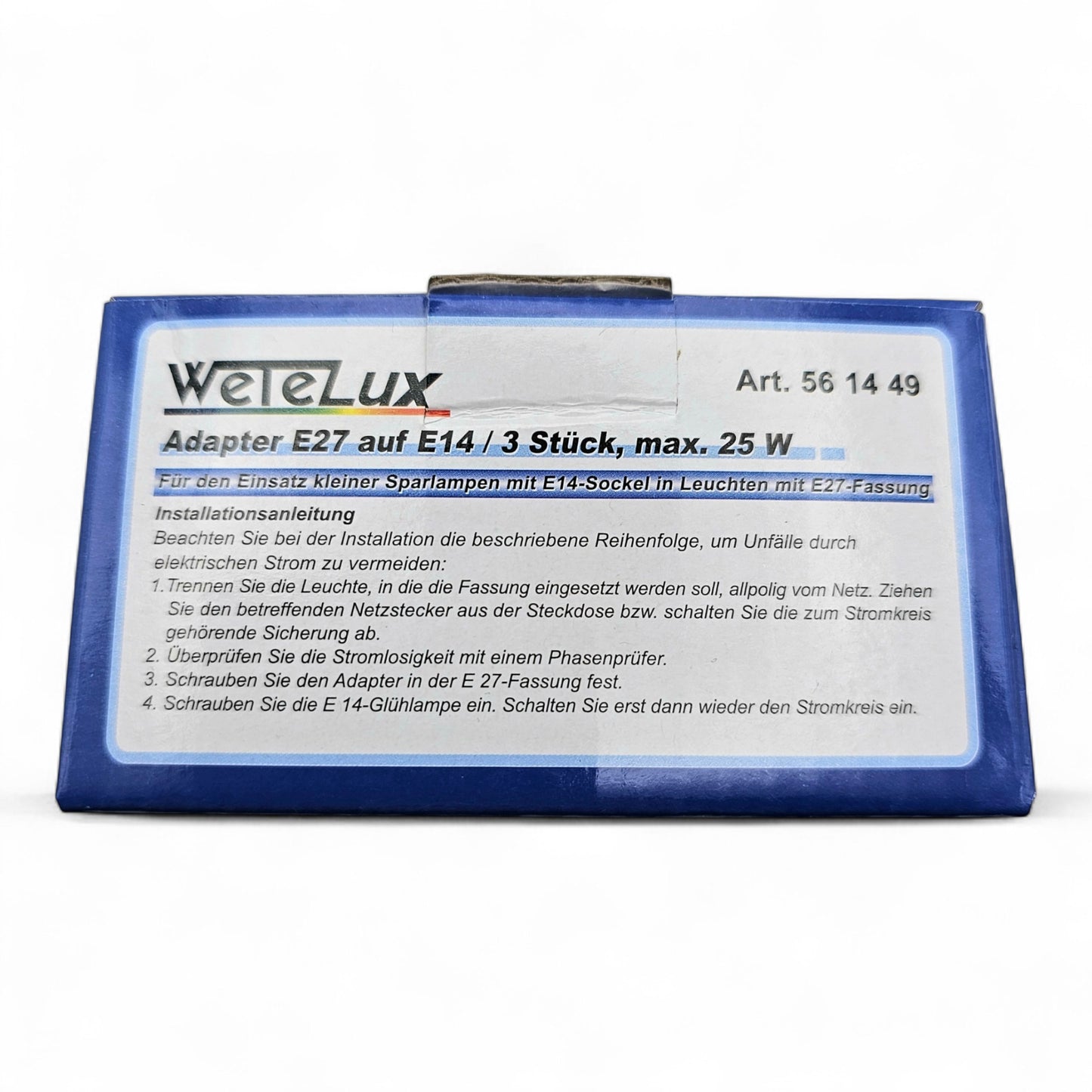 3er Pack WeTeLux Lampenadapter E27 auf E14