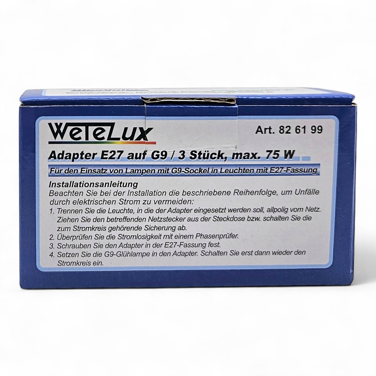 3er Pack WeTeLux Lampenadapter E27 auf G9 max. 75 W