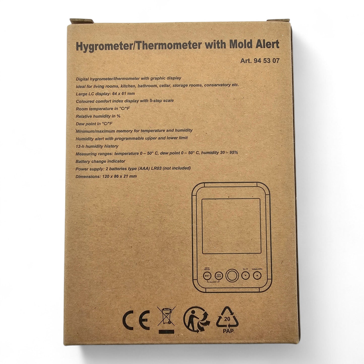 Westfalia Digital-Hygrometer/Thermometer mit Schimmel-Alarm und LCD-Display