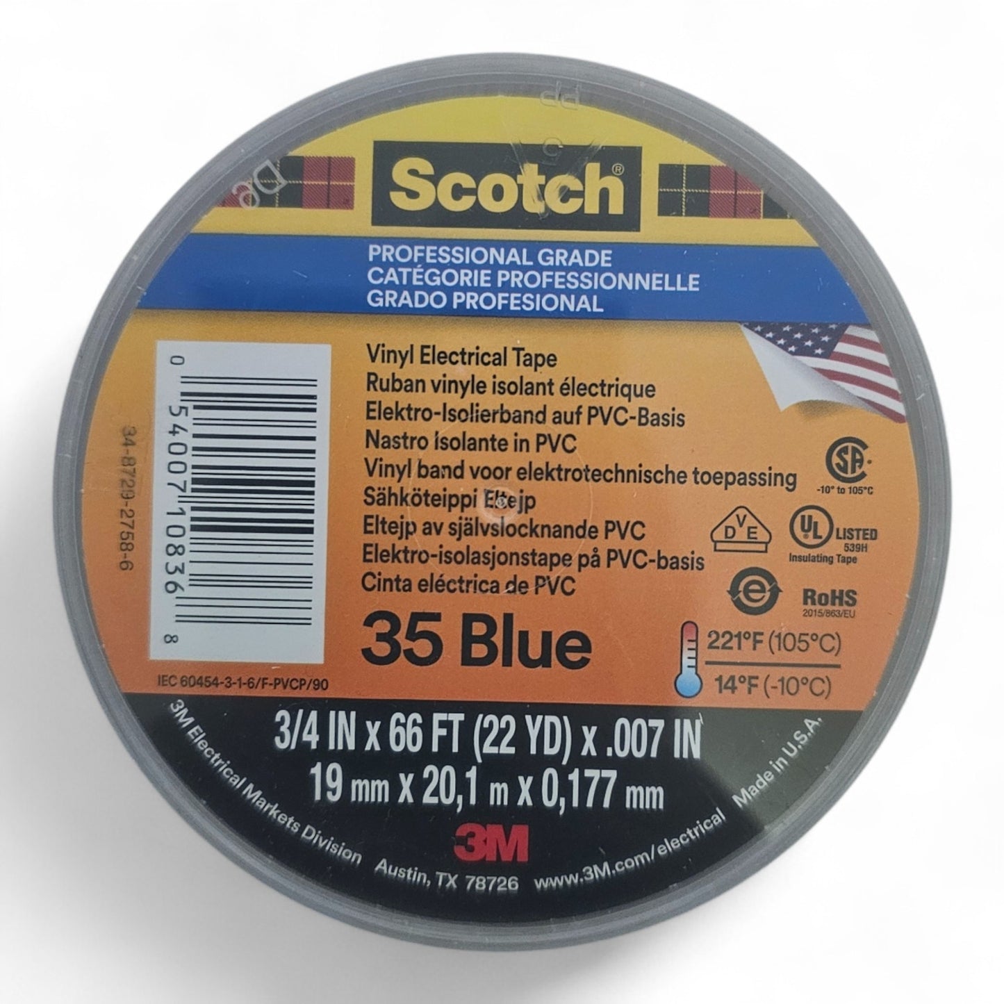 3M Scotch 35 Blue Vinyl Elektro-Isolierband blau 19 mm x 20,1 m