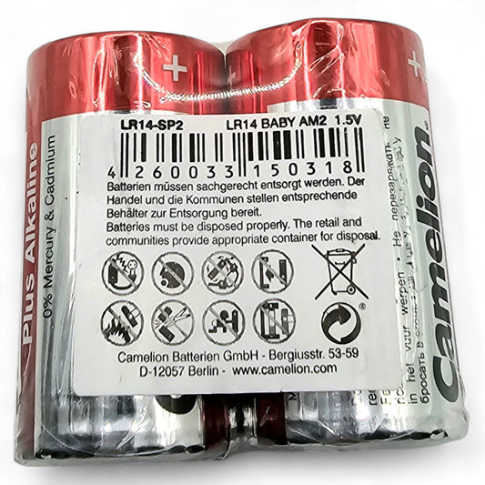 2er Pack Baby C LR14 MN1400 AM2 Batterien CAMELION PLUS Alkaline Folienpack MHD 10/2032