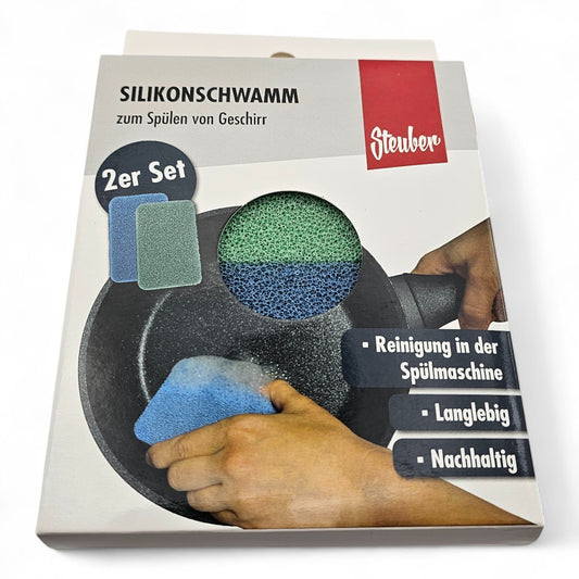 Steuber Silikonschwamm zum Spülen von Geschirr 2er Set waschbar langlebig