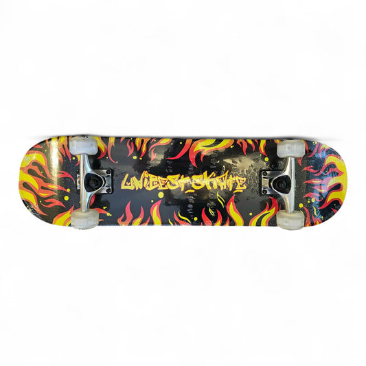 Unibest Skateboard 80x20cm Ahornholz Design rote Flammen mit LED