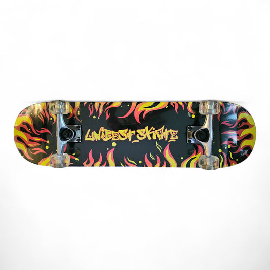 Unibest Skateboard 80x20cm Ahornholz Design rote Flammen ohne LED